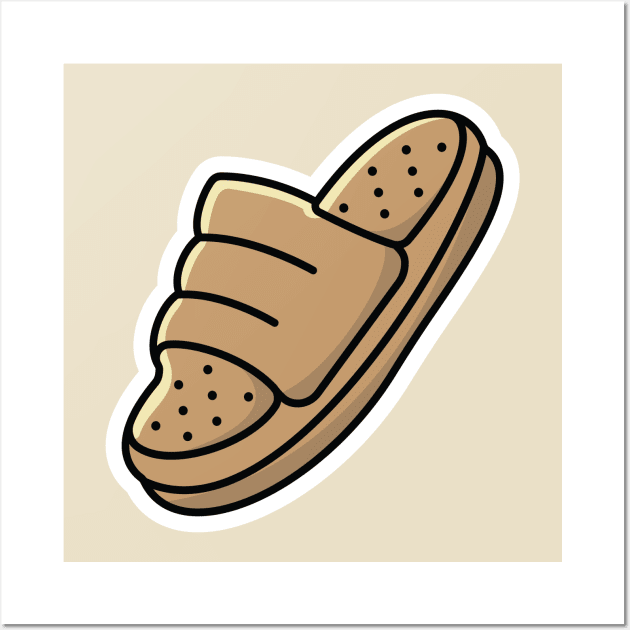 Men Footwear Single Slipper Shoe Sticker design vector. Men fashion object icon concept. Boys Outdoor shoe sticker vector design. Flip flop icon or Slipper logo design. Wall Art by AlviStudio